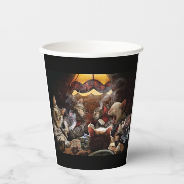 Cats playing poker   paper cups (Front)