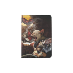 Cats playing poker passport holder