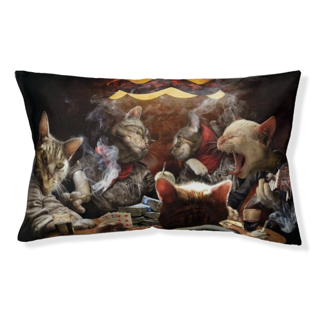 Cats playing poker  pet bed (Front)