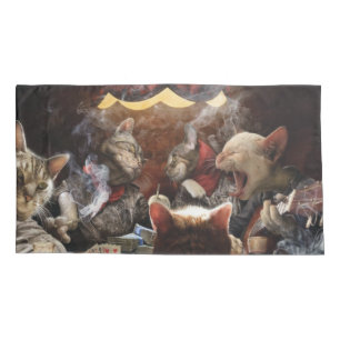 Cats playing poker   pillow case