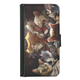 Cats playing poker samsung galaxy s5 wallet case