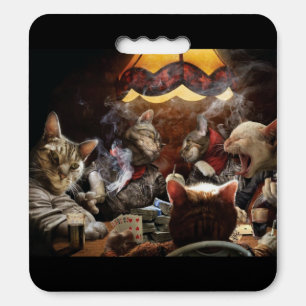 Cats playing poker seat cushion