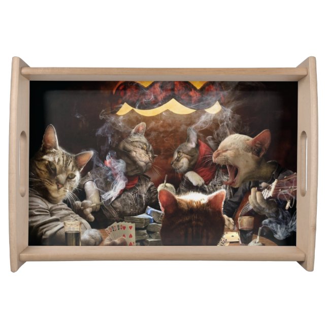 Cats playing poker serving tray (Front)