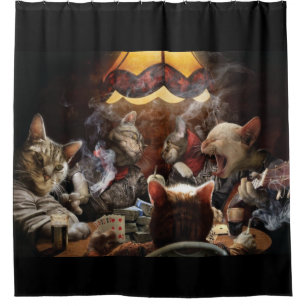 Cats playing poker shower curtain