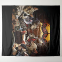 Cats playing poker tapestry Zazzle