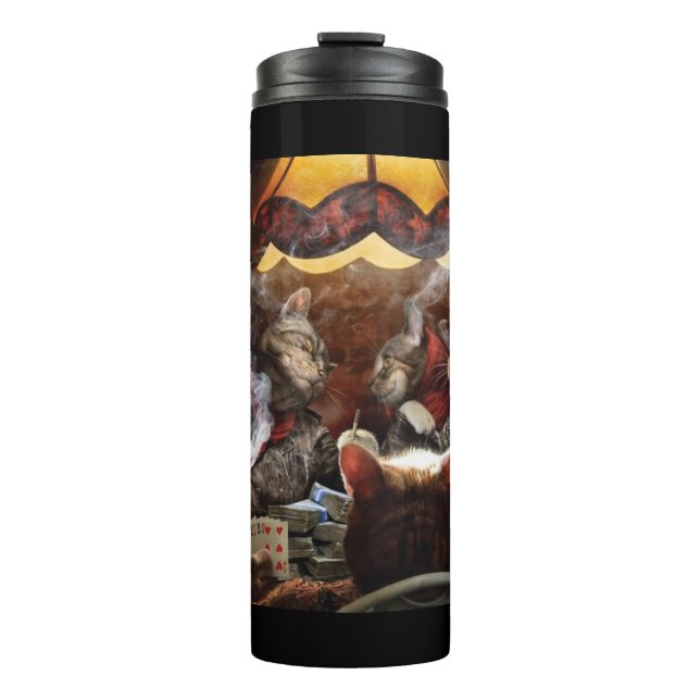 Cats playing poker  thermal tumbler (Front)