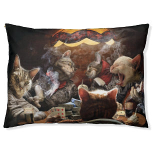 Cats playing poker throw pillow