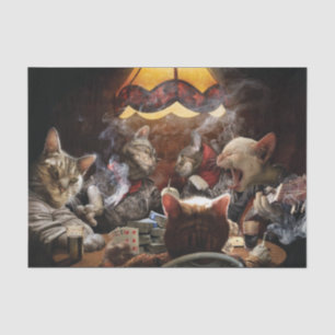 Cats playing poker tissue paper