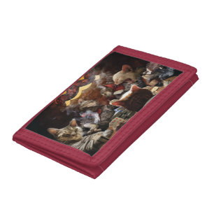 Cats playing poker tri-fold wallet