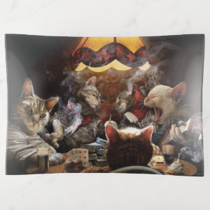 Cats playing poker trinket tray
