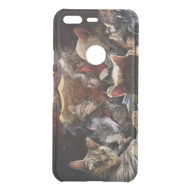 Cats playing poker   uncommon google pixel case (Back)