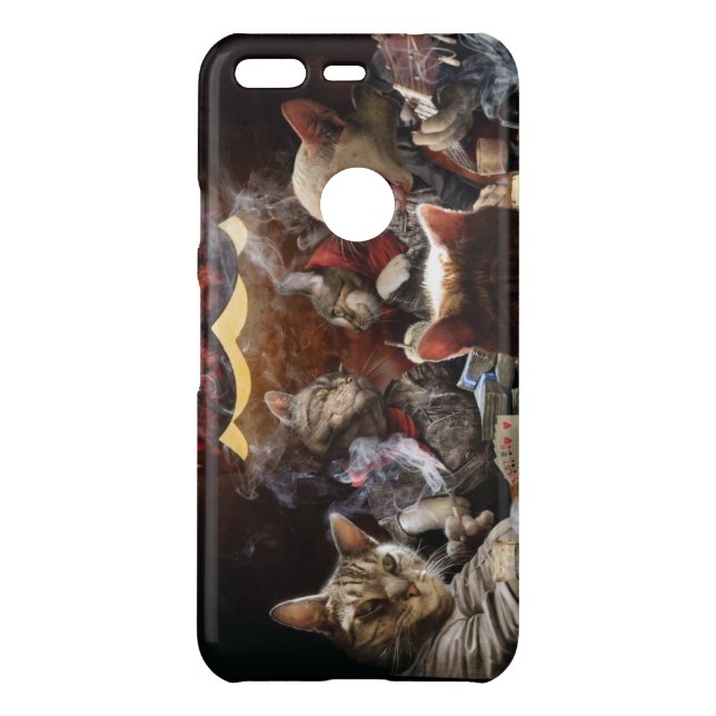 Cats playing poker  uncommon google pixel case (Back)