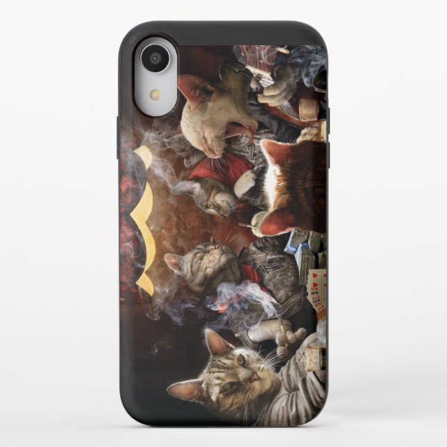 Cats playing poker   uncommon iPhone case (Back)