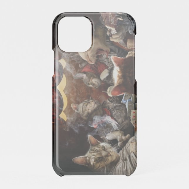 Cats playing poker   uncommon iPhone case (Back)