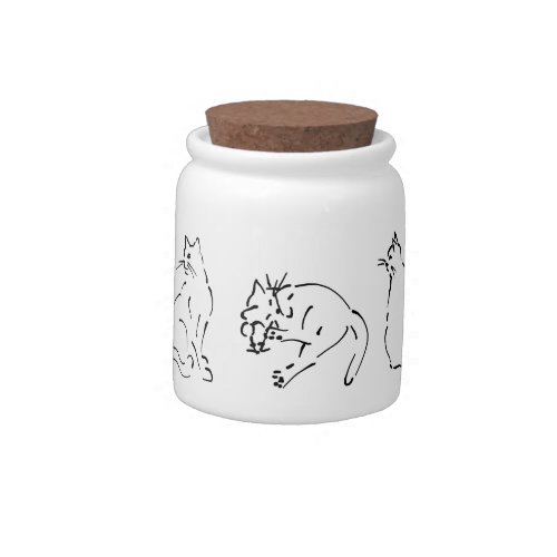 Cats Playing Sitting and Napping __ Ink Sketch Candy Jar