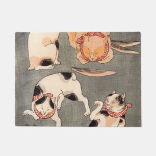 Cats Playing Utagawa Kuniyoshi Doormat
