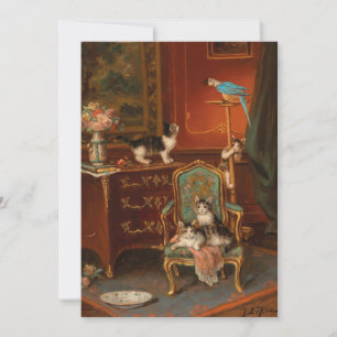 Cats Playing with a Parrot   Jules Le Roy