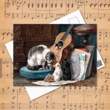 Cats Playing With Guitar Henriette Ronner Knip Postcard by mangomoonstudio at Zazzle