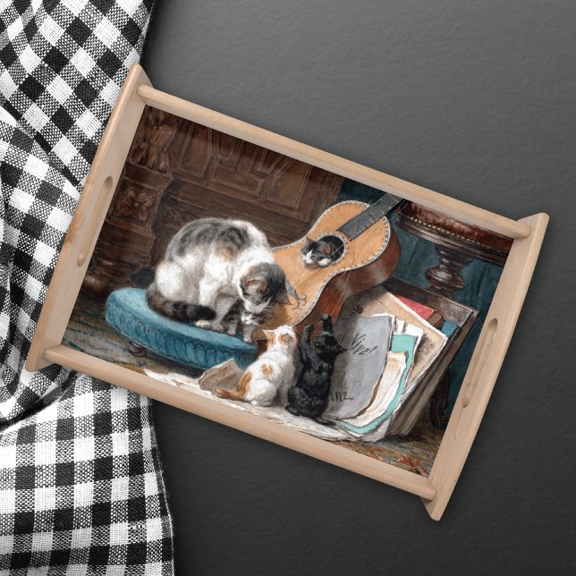 Cats Playing with Guitar Henriette Ronner Knip Serving Tray (Creator Uploaded)