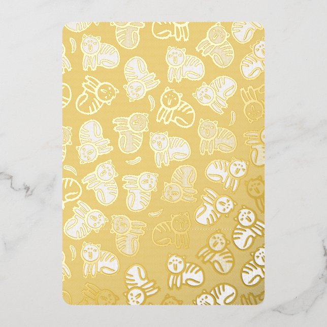 Cats plus bananas foil invitation (Front)