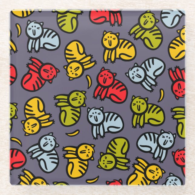 Cats plus bananas glass coaster (Front)