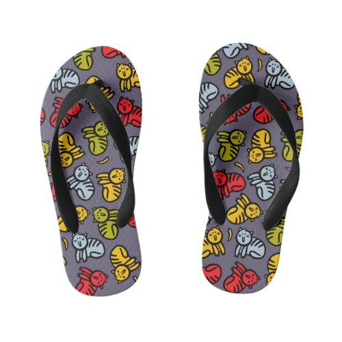 Cats plus bananas kids flip flops