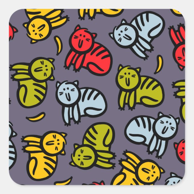 Cats plus bananas square sticker (Front)