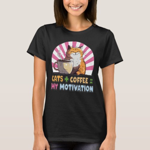 Cats Plus Coffee Equals My Motivation T_Shirt