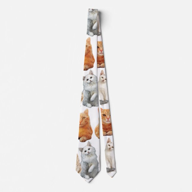 Cats print pattern 01x4 neck tie (Front)