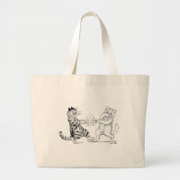 Cats Pulling Cracker Large Tote Bag