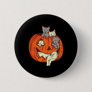 Cats Pumpkin Carved Jack O Lantern Cat Halloween C Button