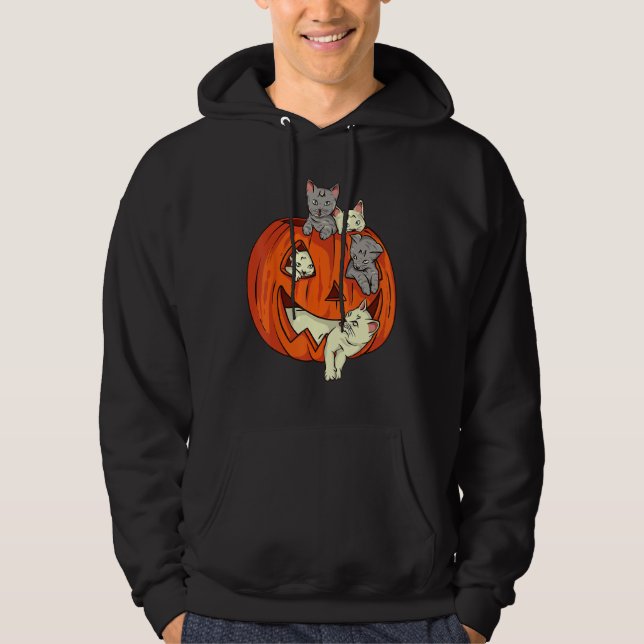 Cats Pumpkin Carved Jack O Lantern Cat Halloween C Hoodie (Front)
