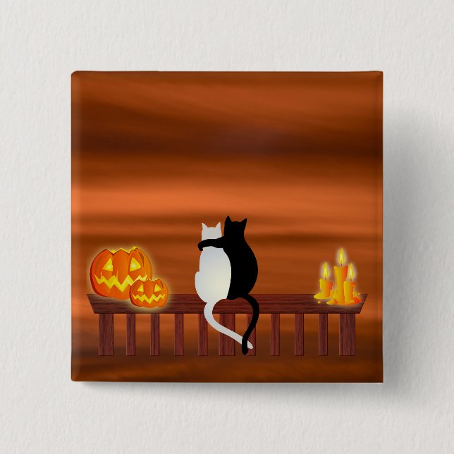 Cats Pumpkins Candles Halloween Button (Front)