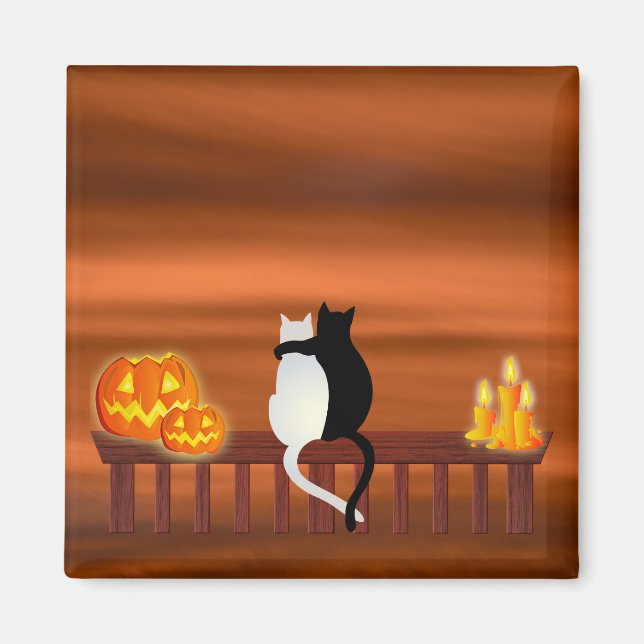 Cats Pumpkins Candles Halloween Magnet (Front)