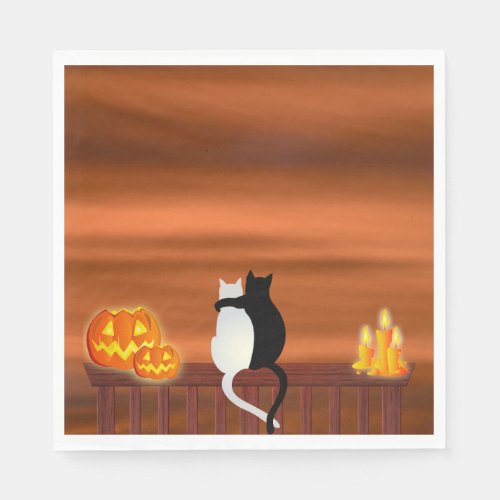 Cats Pumpkins Candles Halloween Napkins