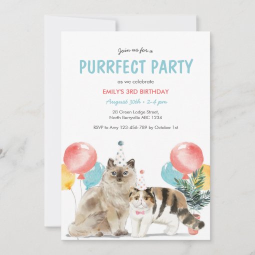 Cats Puurfect Birthday Invitation 