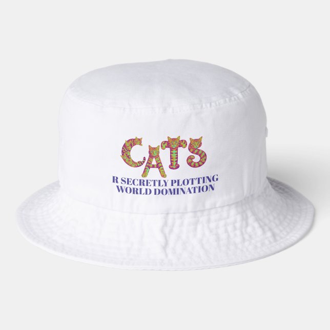 CATS R SECRETLY PLOTTING WORLD DOMINATION BUCKET HAT (Front)