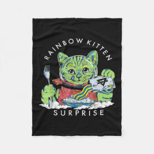 Cats Rainbow Kitten Surprise Cute Eat Retro Animal Fleece Blanket