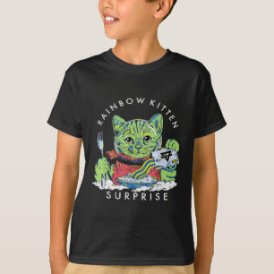 Cats Rainbow Kitten Surprise Cute Eat Retro Animal T-Shirt