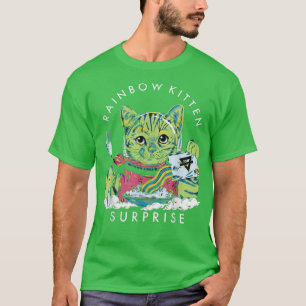 Cats Rainbow Kitten Surprise Cute Eat Retro Animal T-Shirt