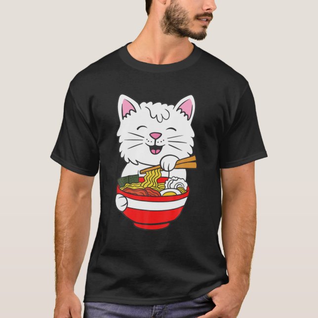 Cats Ramen Anime Kawaii Neko T-Shirt (Front)