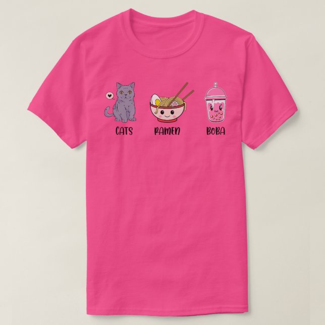 Cats Ramen Boba Tea Lover Tea Drinker Tea Brewing  T-Shirt (Design Front)