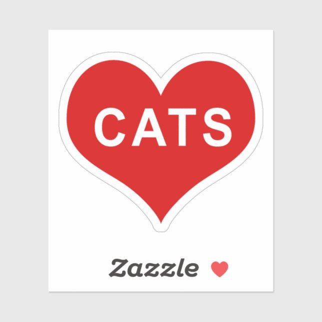 CATS Red Love Heart Vinyl Sticker (Sheet)