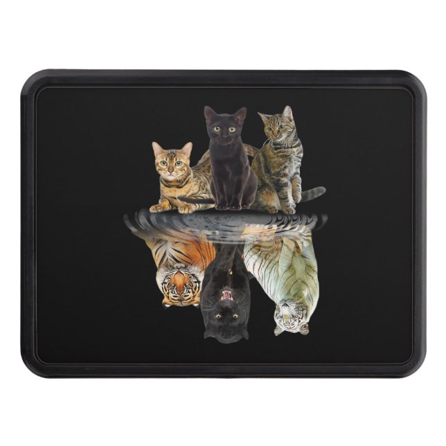 Cats Reflection Friend Cat Lovers Cute Tiger Hitch Cover (Front)