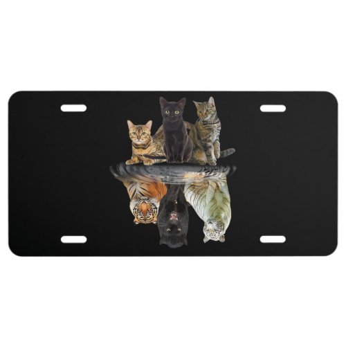 Cats Reflection Friend Cat Lovers Cute Tiger License Plate