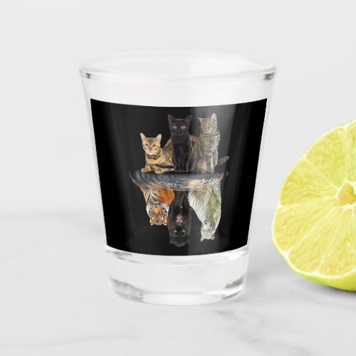 Cats Reflection Friend Cat Lovers Cute Tiger Shot Glass