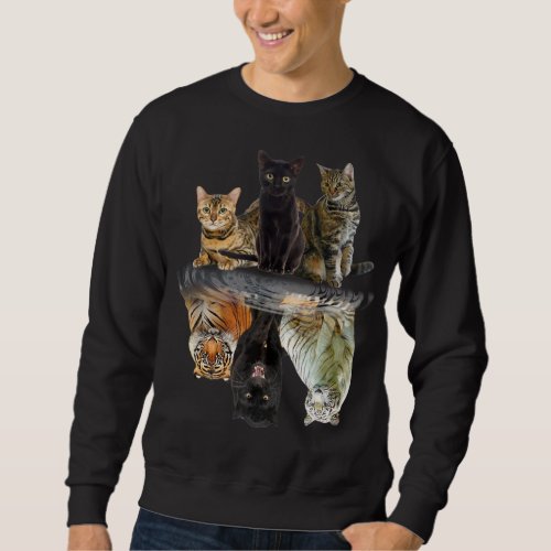 Cats Reflection Friend Cat Lovers Cute Tiger Sweatshirt