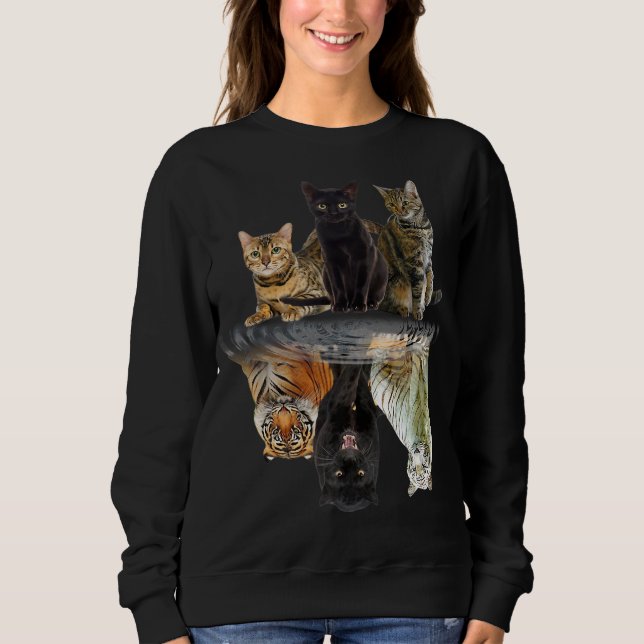 Cats Reflection  Friend Cat Lovers Cute Tiger Sweatshirt (Front)