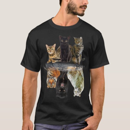 Cats Reflection  Friend Cat Lovers Cute Tiger T_Shirt