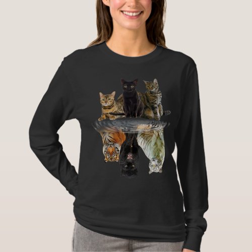 Cats Reflection Friend Cat Lovers Cute Tiger T_Shirt